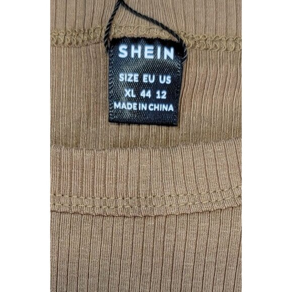 Back to Basics Body Tank Dress Ribbed Stretch Beige Shein Womens XL New with Tag - Picture 3 of 8